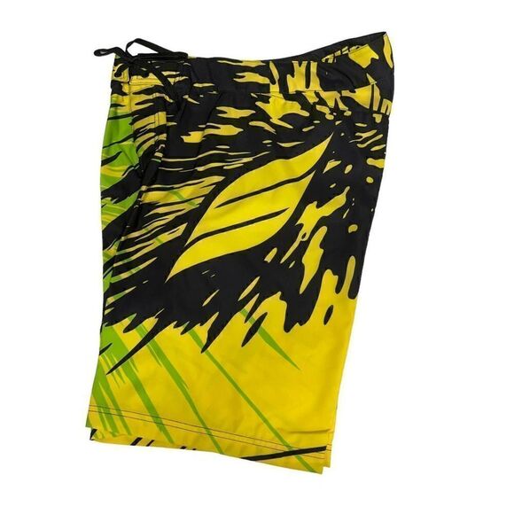 Slippery Board Shorts Solar Tie Front Black Neon Green Yellow Side Pocket Men 30 - Picture 6 of 15